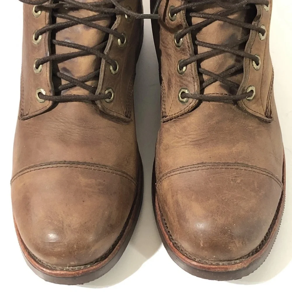CHIPPEWA X Ll Bean ODRY9 Brown Oil Leather Cap Toe Lace Up Boots